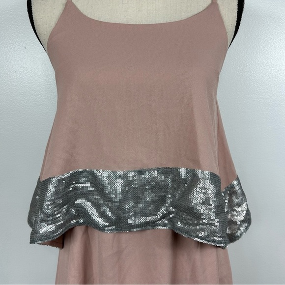 Esley Pink and Silver Sequins Spaghetti Strap Cocktail Dress Small - Picture 3 of 12